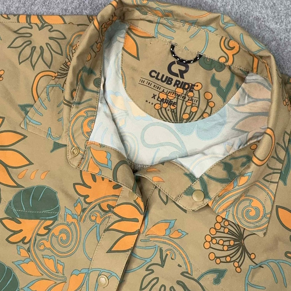 Club Ride Bandara Trailhead Party Shirt Women's Size XL Coriander Brown Paisley - Picture 3 of 13